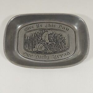 Vintage Wilton Pewter Give Us This Day Our Daily Bread Tray The‎ Lord Prayer USA